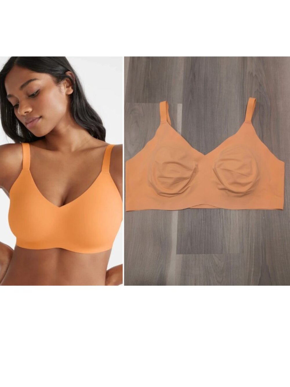 Knix | Thin Strap Padded V-Neck Wireless Bra In Melon (8=40D-DDD, 42D-DD)